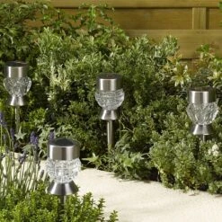 Smart Solar Crystal Glass Solar Stake Light - 4 Pack -Happy Garden 1011214 4