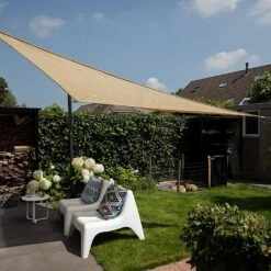 Pacific Lifestyle 3.6m Triangle Shade Sail Off-White -Happy Garden 1240521 3