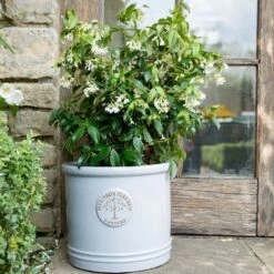 Woodlodge 38cm White / Cream Glazed Heritage Cylinder Pot -Happy Garden 5021346424430