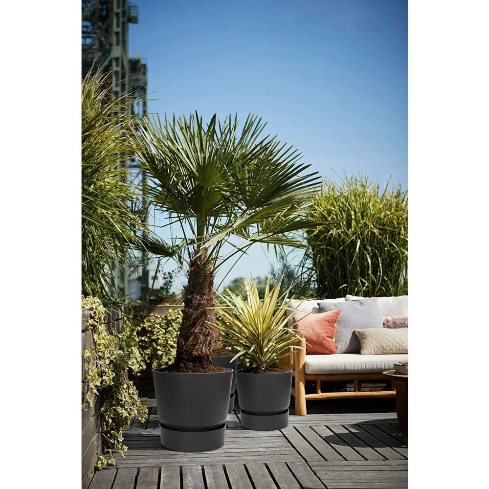 Elho 25cm Living Black Greenville Round Planter 5 Elho 25cm Living Black Greenville Round Planter - Image 5