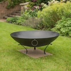 Iron Disc Fire Pit Bowl With Tripod Base -Happy Garden pr2000029435 card6 lg