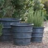 Greystoke Ribbed Planter - Aged Zinc