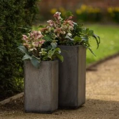 Tall Cement Cube Pot - Waxed -Happy Garden pr2000046318 card3 lg