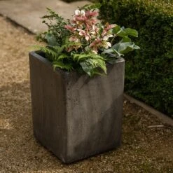 Tall Cement Cube Pot - Waxed -Happy Garden pr2000046318 card5 lg