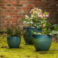 Glazed Terracotta Pot - Reef Blue